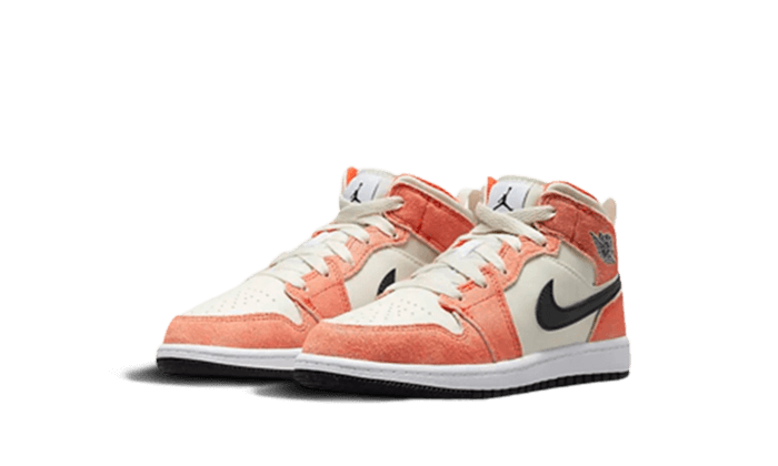 Air Jordan 1 Mid Se Orange Suede Enfant Ps