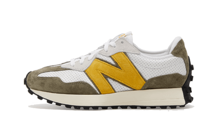 New Balance 327 White Yellow Olive