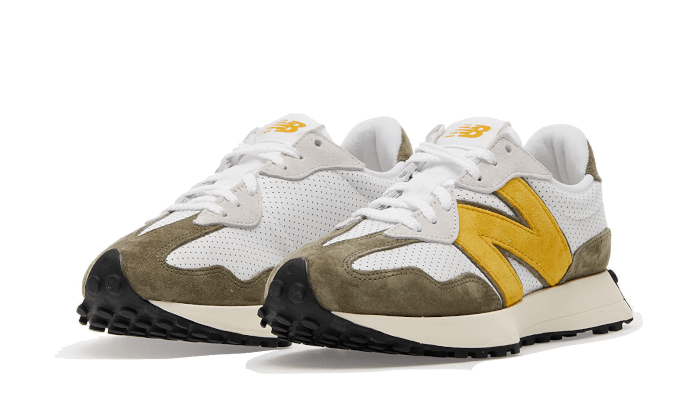 New Balance 327 White Yellow Olive